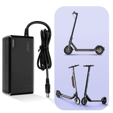 LinQ Chargeur pour Trottinette Ninebot 29,4V 2A Puissance 58.8W DC 5.5 x 2.5mm Noir