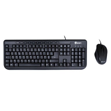 Kit HEDEN teclado con cable ratón ratón óptico 1200 DPI teclado multimedia negro