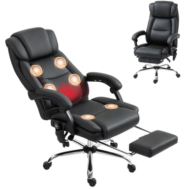 Roline Fauteuil de Bureau Massant et Chauffant Inclinable Noir