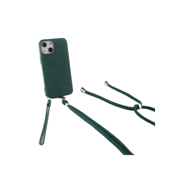 JAYM - Custodia in silicone verde abete per Apple iPhone 14 Pro - Collo e cinturino inclusi - Fodera 100% microfibra