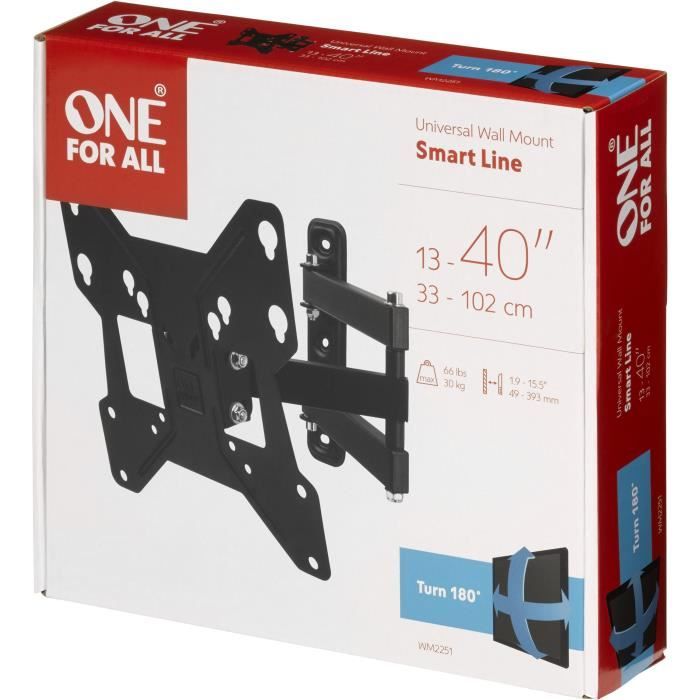 ONE FOR ALL WM2241 Support mural inclinable 15° et orientable 180° pour TV de 13 à 43 33 à 109cm Poids max : 30kg - vue 5