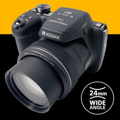 KODAK Pixpro AZ528 - Cámara digital bridge de 16 Mpixel, Zoom óptico 52x, Estabilizador óptico, Pantalla LCD de 3 pulgadas, Video Full HD 1080p, Batería Li-ion - Negro