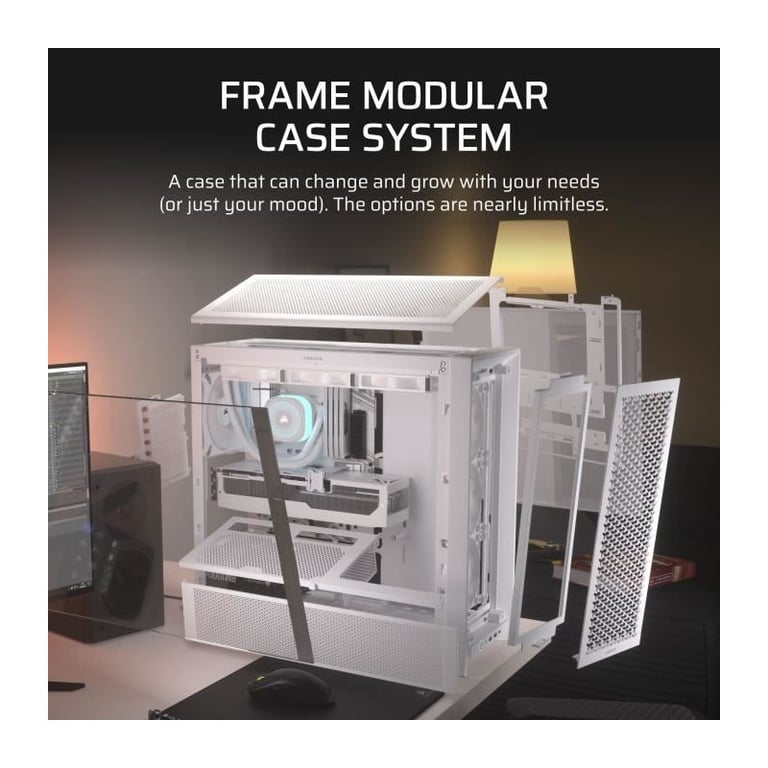 Boîtier PC - CORSAIR - FRAME 4000D RS - Moyen-tour - Blanc - CC-9011313-WW - Neuf