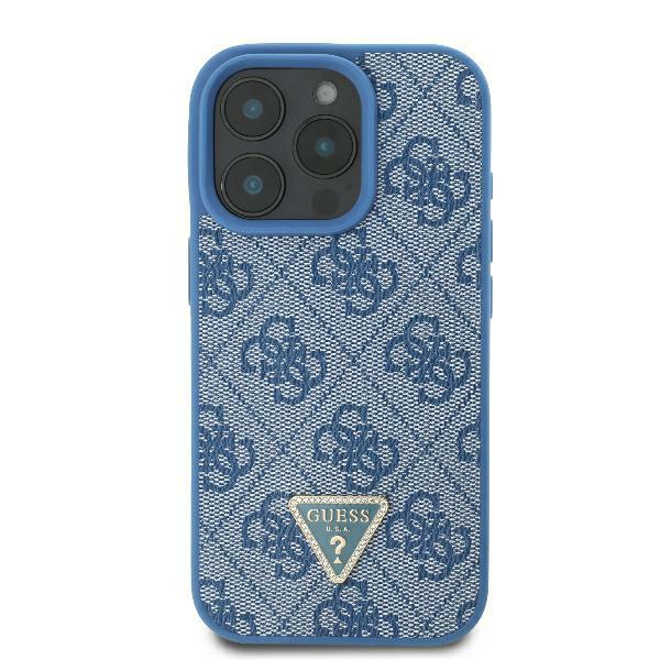 Coque pour iPhone 16 Guess Leather Metal Logo Metal Logo Strass Bandoulière GUHCP16SP4TDSCPW