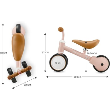 CUTIE Draisienne rosa claro - Triciclo y andador 3 en 1 para niños