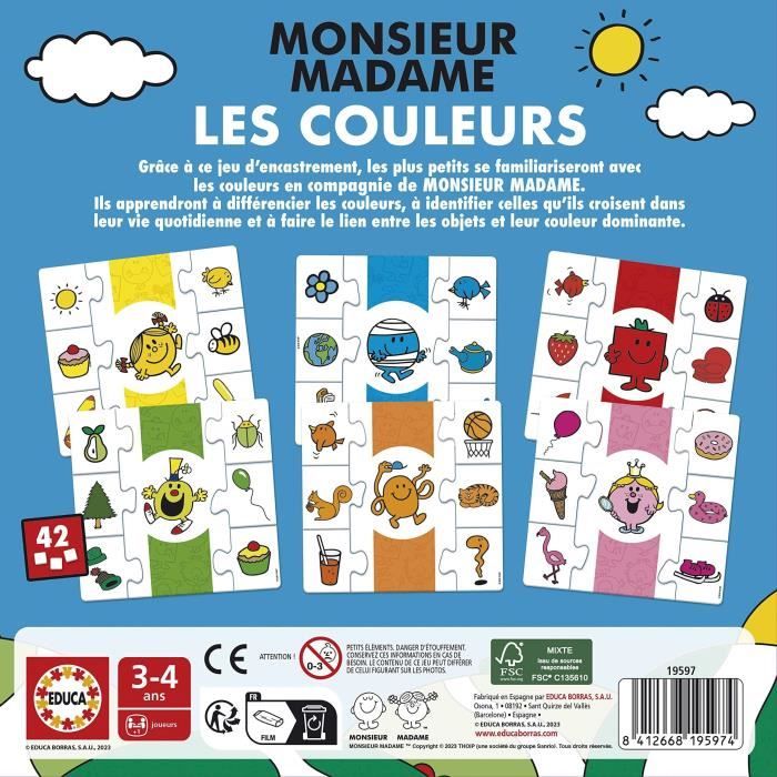 Jeu d'apprentissage EDUCA Monsieur Madame Les Couleurs - vue 3