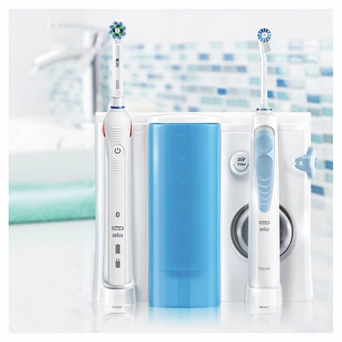 Oral-B Smart 5000 + Oxyjet Adulte Brosse à dents rotative oscillante Bleu, Blanc