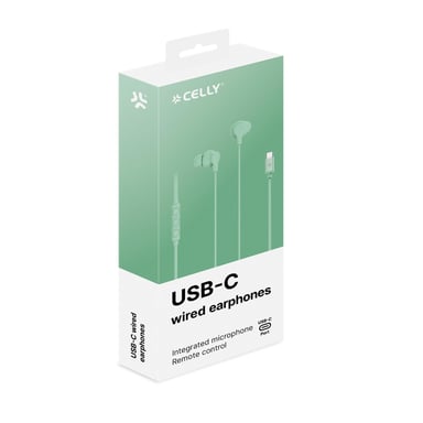 Celly UP1600TYPECGN écouteur/casque Avec fil Ecouteurs Appels/Musique USB Type-C Vert