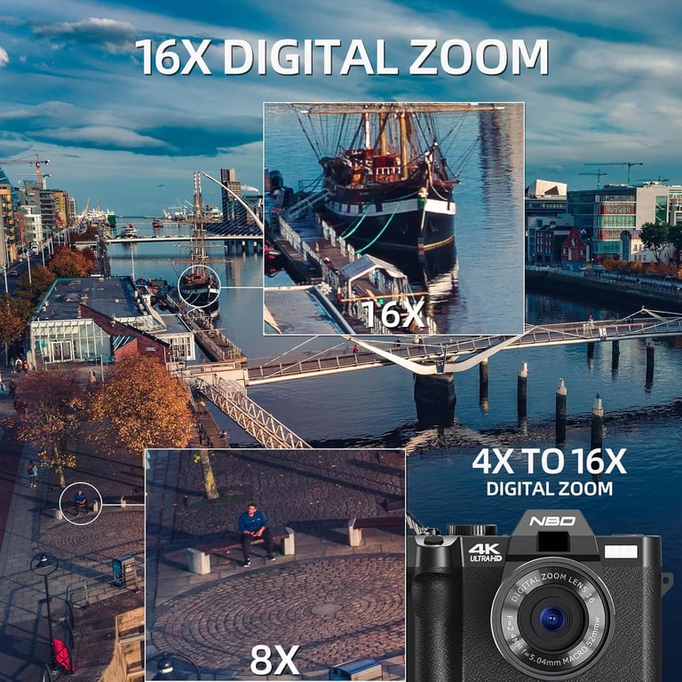 NBD S100 WT Appareil Photo Numérique Compact 4K 48MP Caméra avec 180° Flip 3.0 écran 2 battries Carte 16X Digital Zoom Idéal pour débutant Neuf - vue 5