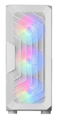 Mars Gaming MC-Tor Blanco, Caja Semitorre Gaming ATX, Ventana Lateral Completa, Diseño Frontal Mesh, 3X Ventiladores Frontales FRGB 120mm, Diseño de Cámara Dual