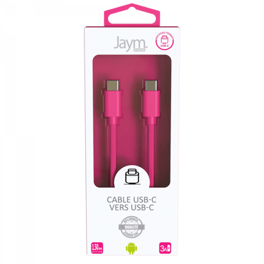 Câble USB-C vers Type-C 3A - 1,5 mètres - Collection POP - Rose
