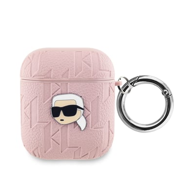 Custodia per AirPods 1 / 2 Monogram con design a testa di Karl in rilievo