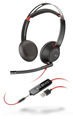 POLY Blackwire 5220 Casque Avec fil Arceau Appels/Musique USB Type-A Noir, Rouge