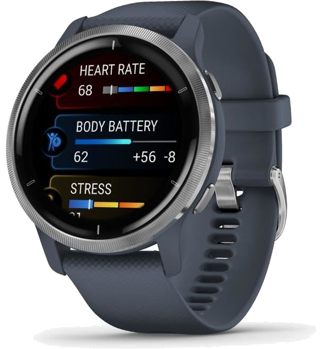 Garmin - Venu 2 - Montre connectée GPS Multi-sports & Santé - Autonomie Longue Durée - Bracelet Bleu