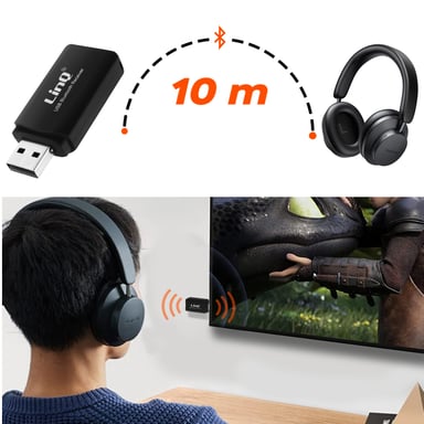 Adaptateur audio Bluetooth USB / Jack 3.5mm Fonction kit mains libres Noir