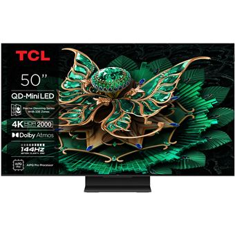 TV QD-Mini LED Pro Tcl 50C79K 127 cm 4K UHD 2025 Aluminium brossé