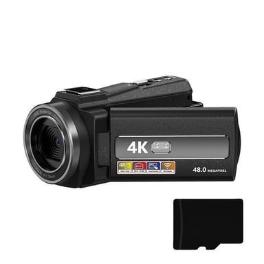 Cámara de vídeo 4K/48MP/zoom 16x/visión nocturna por infrarrojos/control remoto/tarjeta de 32 GB