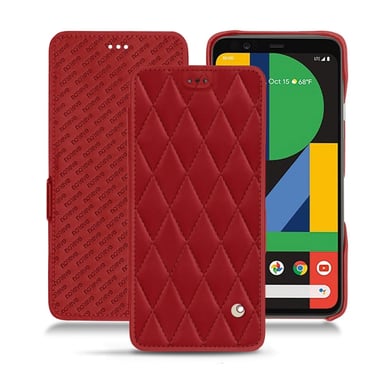 Housse cuir Google Pixel 4 XL - Rabat horizontal - Rouge - Cuir lisse couture