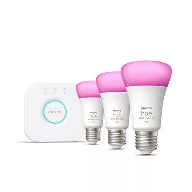 Philips Hue White and Color Ambiance Starter Kit 3 lampadine E27, 75W, Bluetooth, compatibile con Alexa, Google e Homekit