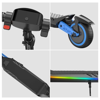 Trottinette électrique enfant iScooter K6 avec haut-parleur Bluetooth, batterie 21,6 V 2,6 Ah - bleue