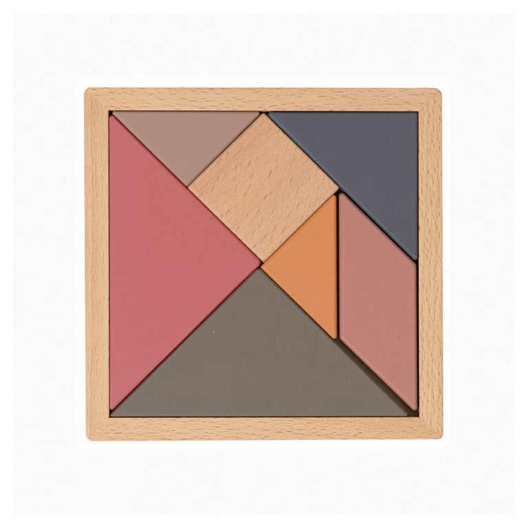 Tangram en Bois Coloré 15x15 cm Jeu de Réflexion et de Créativité Neuf - vue 1