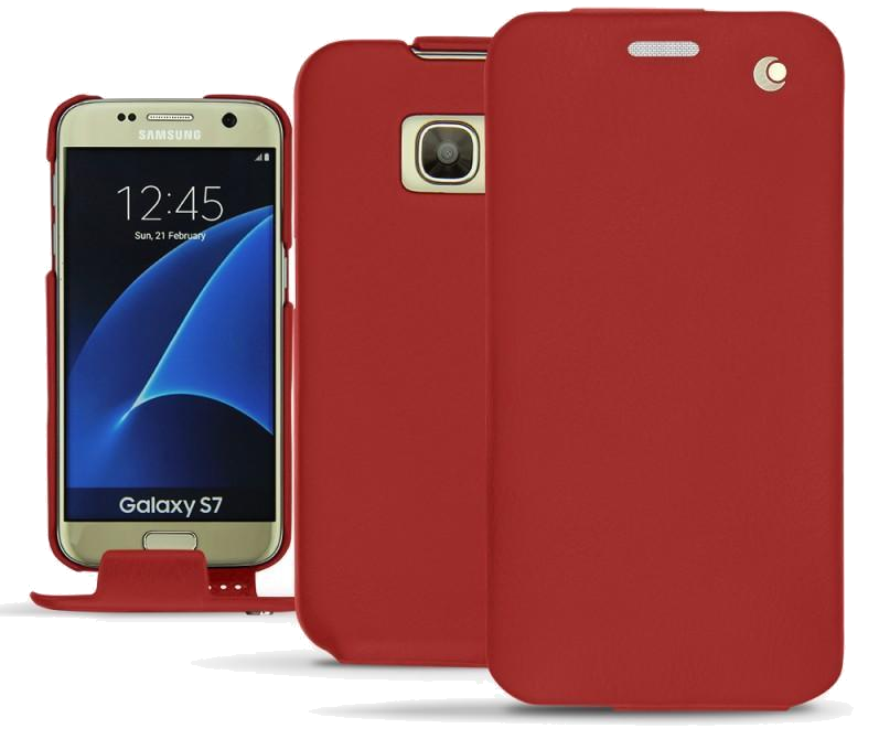 Housse cuir Samsung Galaxy S7 - Rabat verticalRouge