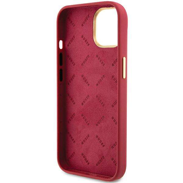Guess Étui pour iPhone 15 6.1 magenta étui rigide Silicone Script Metal Logo & Frame Rouge - vue 2