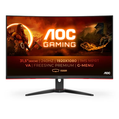 AOC G2 C32G2ZE/BK écran plat de PC 80 cm (31.5'') 1920 x 1080 pixels Full HD LED Noir, Rouge