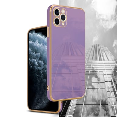 Coque pour Apple iPhone 13 PRO en Glossy Lilas - Or Housse de protection Étui en silicone TPU flexible et avec protection pour appareil photo