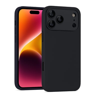 JAYM - Custodia in silicone nero per [ iPhone 17 Pro ] - 100% silicone e microfibra - rinforzata e ultra morbida