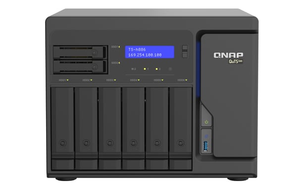 QNAP TS-h886 NAS Tower Intel® Xeon® D D-1602 8 GB DDR4 0 TB QuTS hero Nero