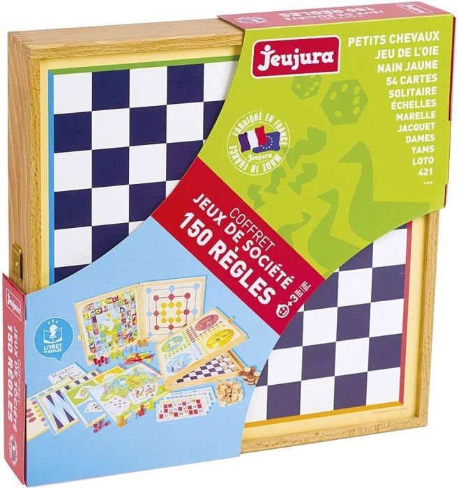 JEUJURA Coffret de Jeux classiques 150 règles Pions bois - vue 3
