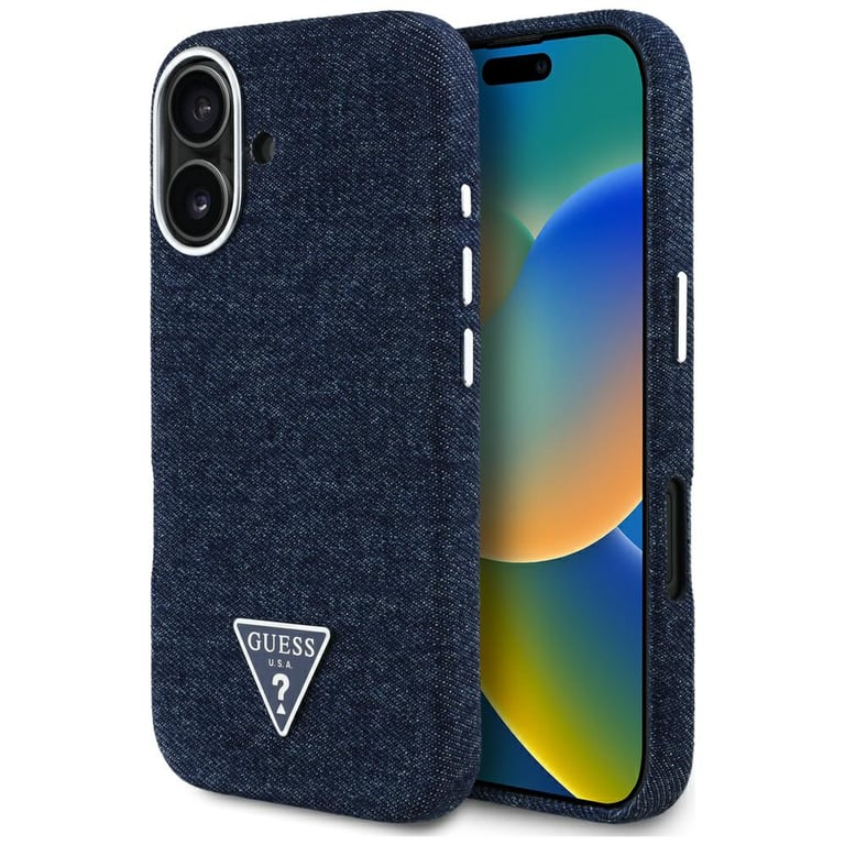 Guess Coque Denim Triangle Logo MagSafe pour iPhone 16