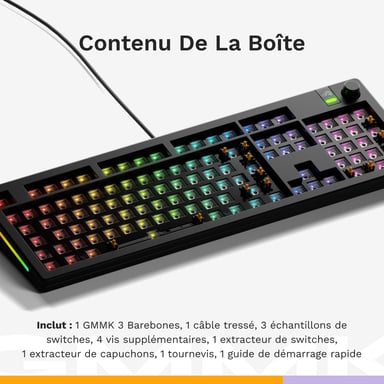 Glorious Gaming GMMK 3 100% Barebones clavier USB Non Noir