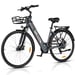 Bicicleta eléctrica VARUN C7008 con cesta delantera, 28 pulgadas, para uso urbano, con batería de 36 V y 10 Ah