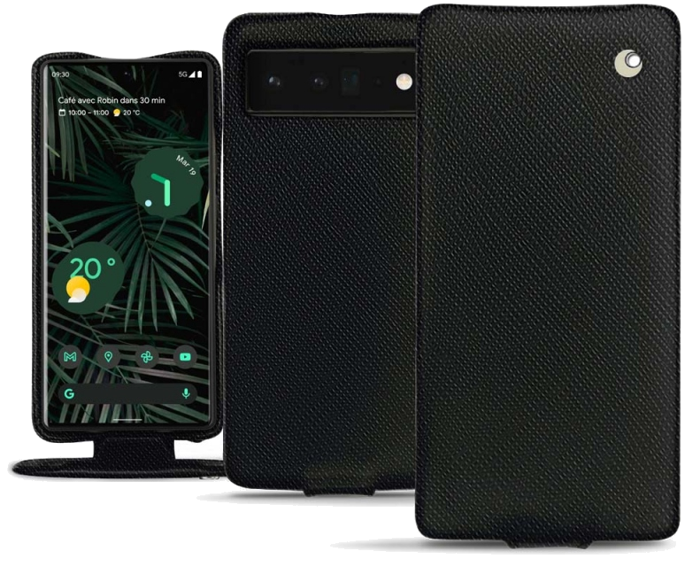 Housse cuir Google Pixel 6 Pro - Rabat verticalNoir