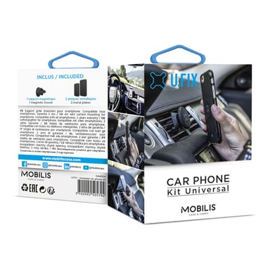 Support Téléphone Voiture Grille d'Aération, Support Smartphone Magnétique, Rotation 360°, Universel - Noir