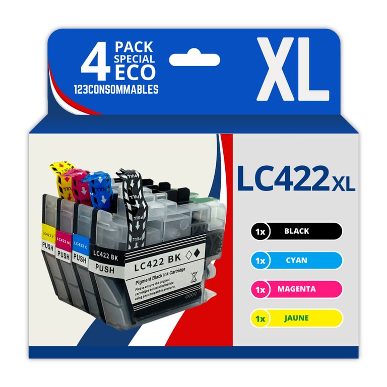 123CONSOMMABLES LC422XL Cartouches d'encre Grande capacité LC 422XLVAL Compatible avec Brother LC 422XLVAL pour Brother MFC J5340DW MFC J5345DW MFC J5740DW MFC J6540DW MFC J6940DW Neuf