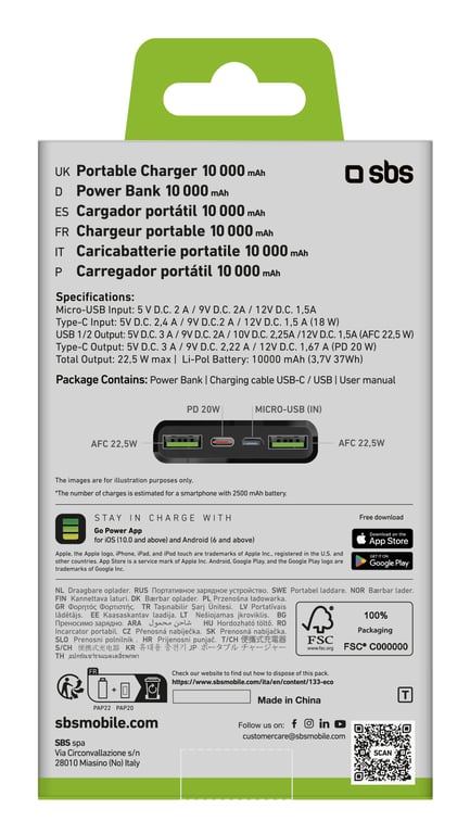 SBS TTBB10000FASTPD2 banque d'alimentation électrique 10000 mAh Neuf - vue 3
