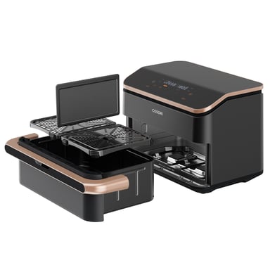 Cosori Dual Blaze Twinfry Chef Edition Double 10 L Autonome 2800 W Friteuse d'air chaud Gris foncé, Or rose