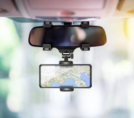 Supporto auto per smartphone regolabile su retrovisore rotante 360°