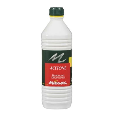 Acétone bouteille MIEUXA 103002 1L Dissolvant dégraissant peinture et vernis Blanc