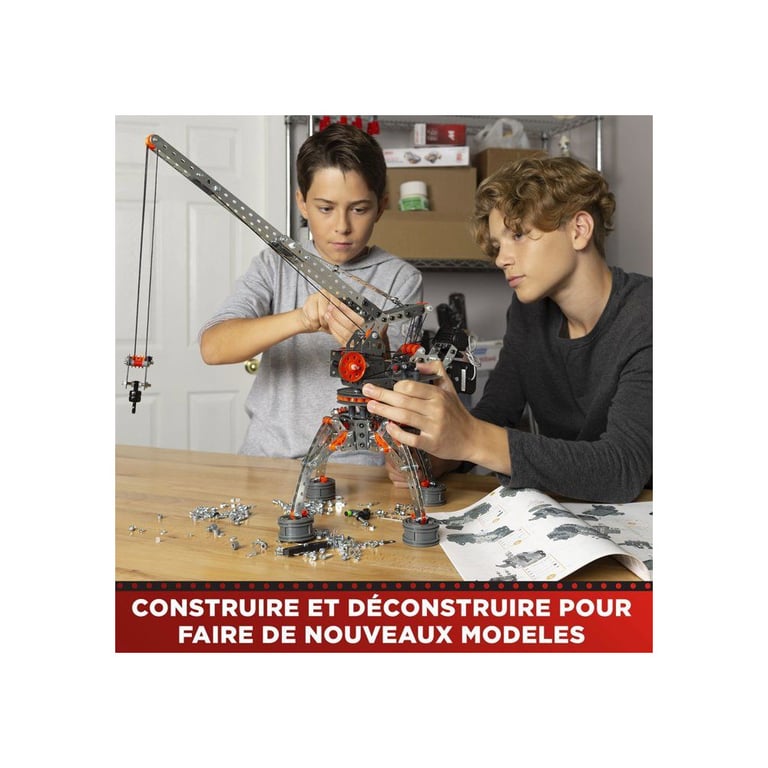 Set de construction métal MECCANO Super Construction 25 en 1 638 pièces avec moteur, boîtier de rangement et notice FR multiconstructions Rouge/Argent/Noir/Orange - Neuf