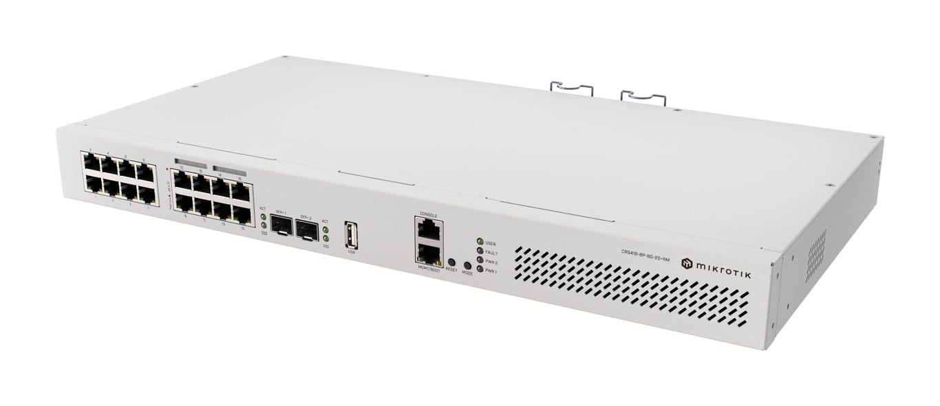 Switch Mikrotik 17 Ports Gigabit PoE CRS418 8P 8G 2S+RM - vue 2