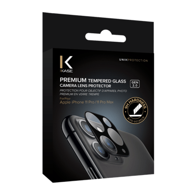 Gen 2.0 Protezione lente fotocamera in vetro temperato Premium Apple iPhone 11 Pro/11 Pro Max, Nero