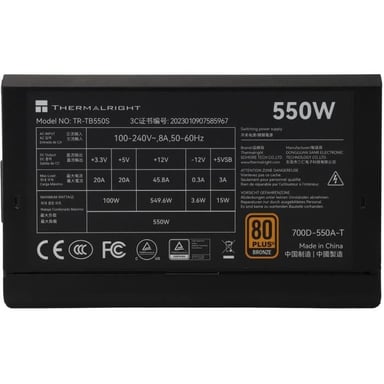 Alimentation PC - THERMALRIGHT - TB550S - 550W - 80+ Bronze - Non modulaire - ATX 3.0 - Noir