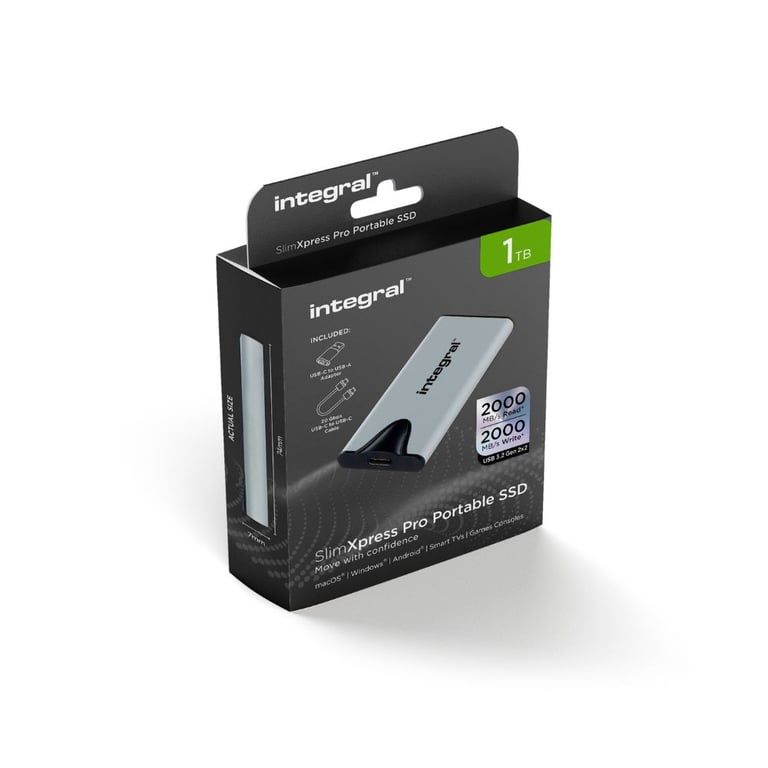 Integral SlimXpress Pro INSSD2TPORT3.2SLIMXS lecteur à circuits intégrés externe Technologie Thunderbolt USB Type C USB 3.2 Gen 2x2 Neuf - vue 2