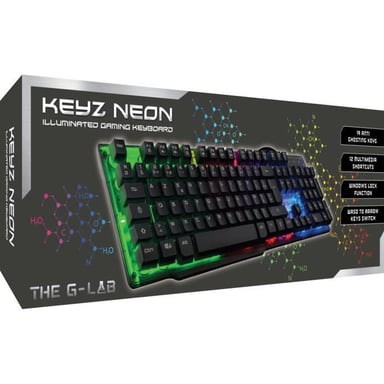 The G-Lab Keyz Neon teclado Juego USB AZERTY Francés Negro