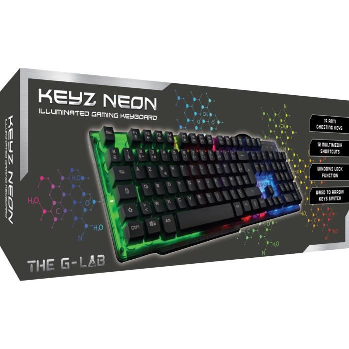 The G-Lab Keyz Neon clavier USB AZERTY Français Noir