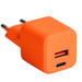 Chargeur Secteur Rapide USB-A 18W QC / USB-C 30W PD Compact GaN Orange